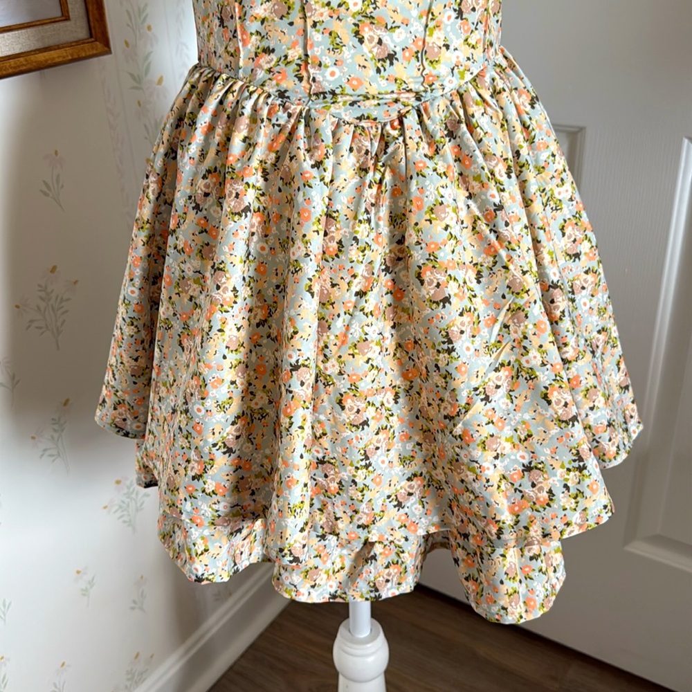 Thrifted/Vintage Floral Puff Sleeve Mini Dress - Picture 3 of 6